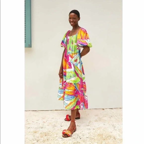 FARM Rio | Dresses | Farm Rio Rainbow Open Back Midi Dress Size S | Poshmark